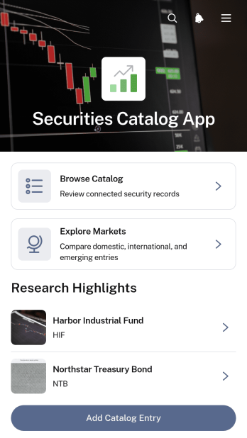 Securities Catalog App Template