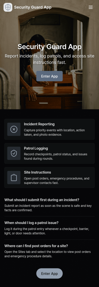 Security Guard App Template
