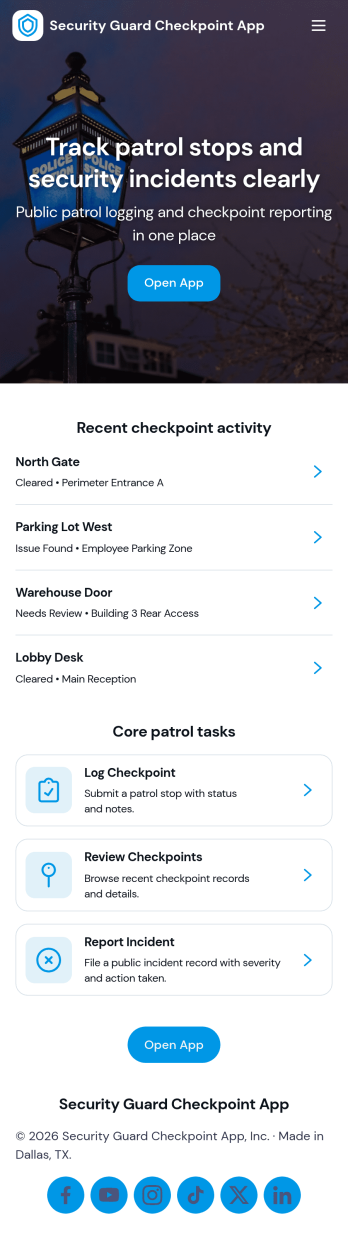 Security Guard Checkpoint App Template