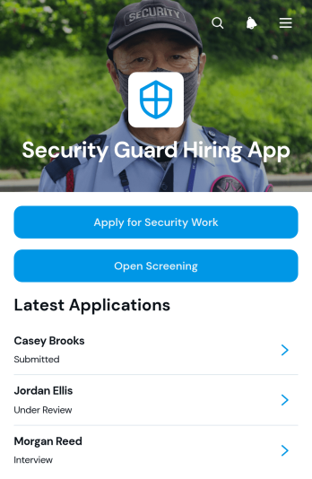 Security Guard Hiring App Template