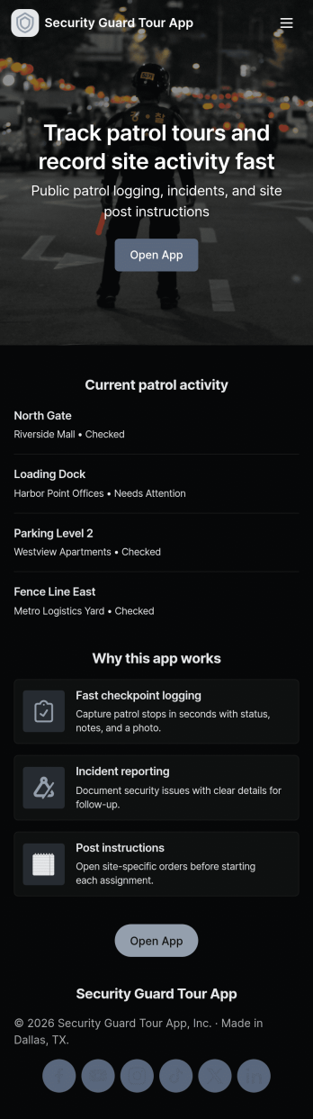 Security Guard Tour App Template