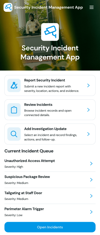 Security Incident Management App Template