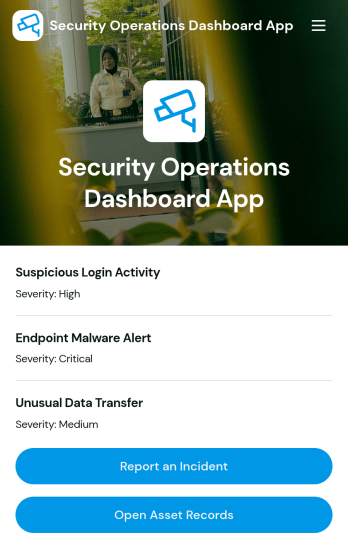 Security Operations Dashboard App Template