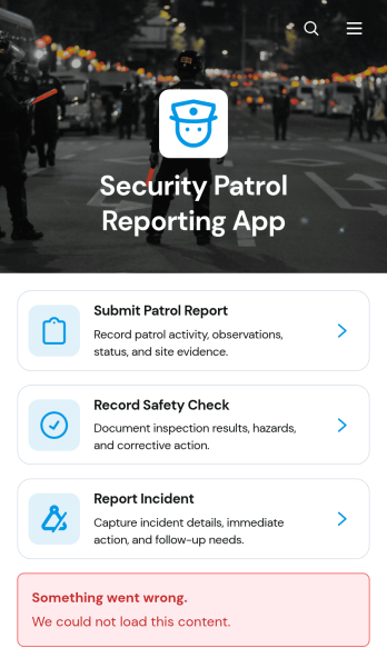Security Patrol Reporting App Template