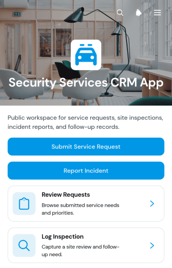 Security Services CRM App Template