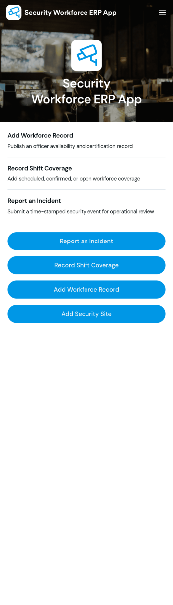 Security Workforce ERP App Template