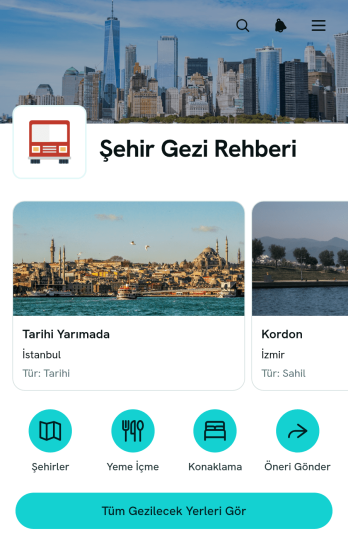 Şehir Gezi Rehberi Uygulama Șablonu