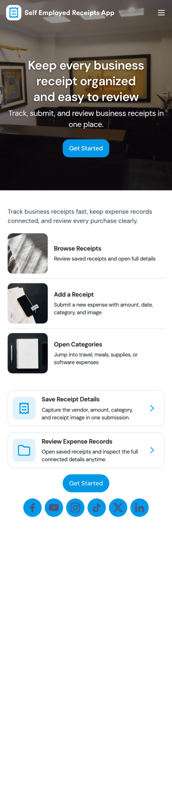 Self Employed Receipts App Template
