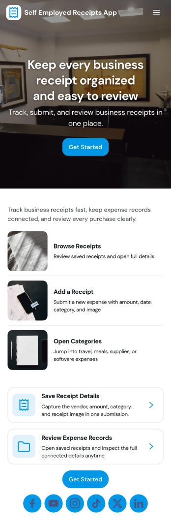 Self Employed Receipts App Template