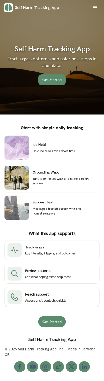 Self Harm Tracking App Template