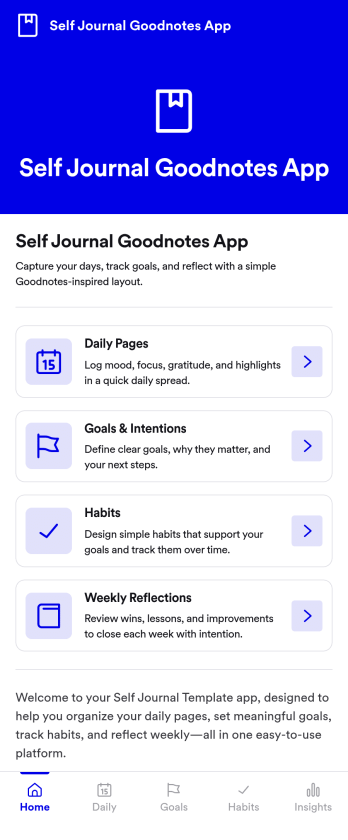 Self Journal Goodnotes App Template