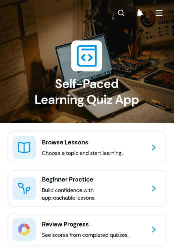 Self-Paced Learning Quiz App Template