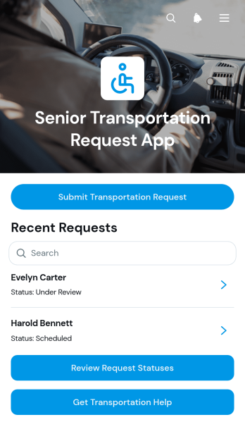 Senior Transportation Request App Template