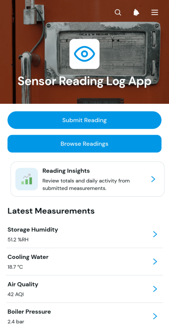 Sensor Reading Log App Template