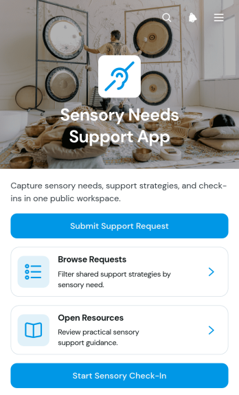 Sensory Needs Support App Template
