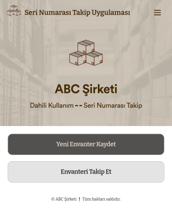 Seri Numarası Takip Uygulama Șablonu