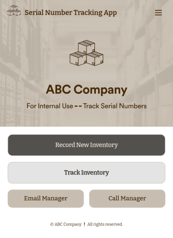 Serial Number Tracking App Template
