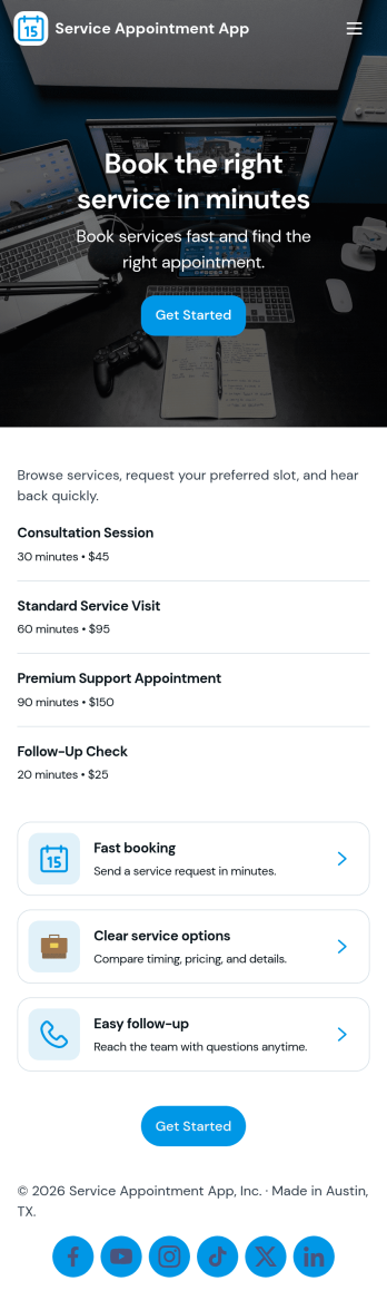 Service Appointment App Template