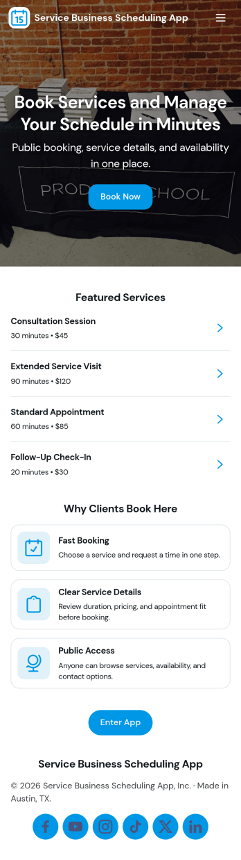 Service Business Scheduling App Template
