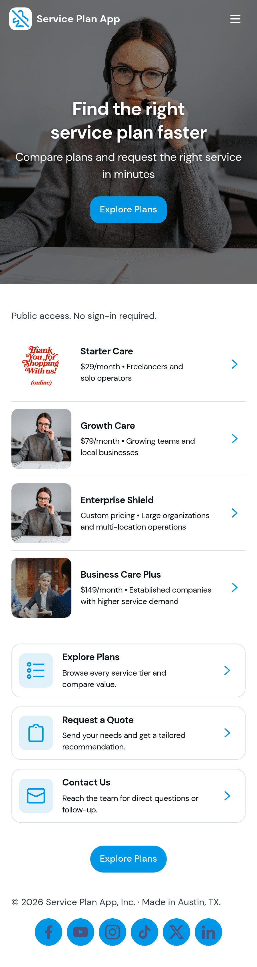 Service Plan App Template | Jotform