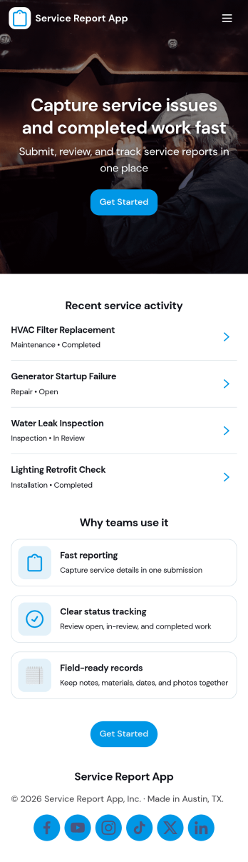 Service Report App Template