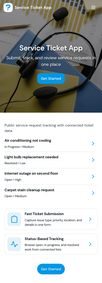 Service Ticket App Template