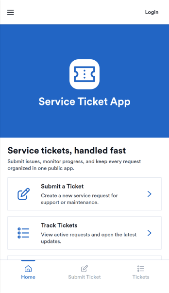 Service Ticket App Template