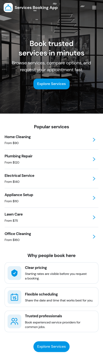 Services Booking App Template