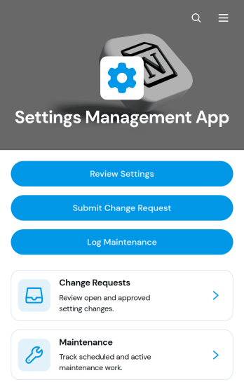 Settings Management App Template