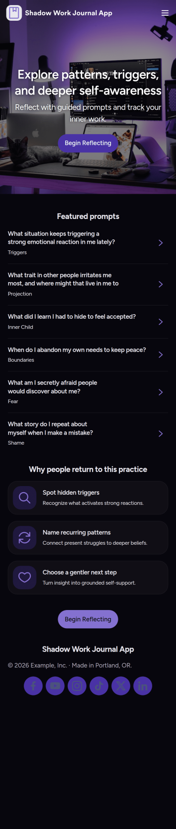 Shadow Work Journal App Template