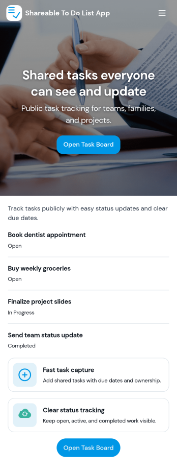 Sharable To Do List App Template