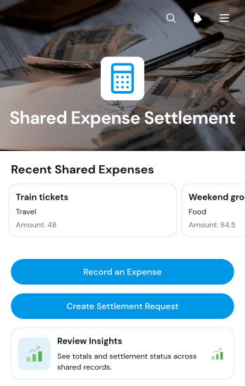 Shared Expense Settlement App Template