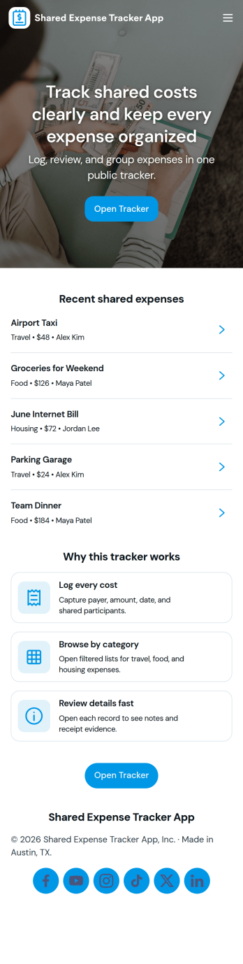 Shared Expense Tracker App Template