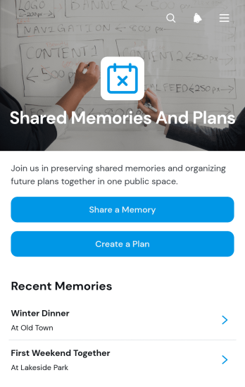 Shared Memories And Plans App Template