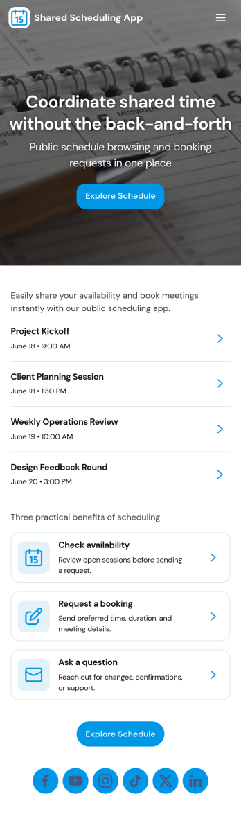 Shared Scheduling App Template