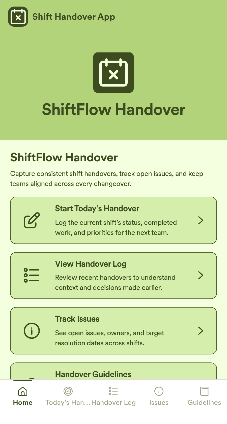 Shift Handover App Template | Jotform