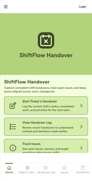 Shift Handover App Template