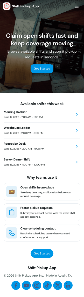 Shift Pickup App Template