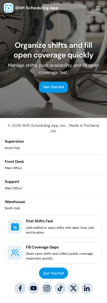 Shift Scheduling App Template