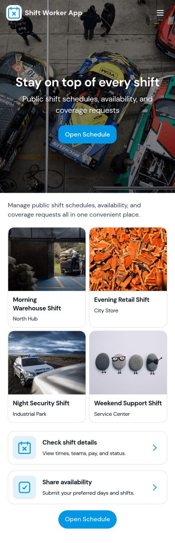 Shift Worker App Template