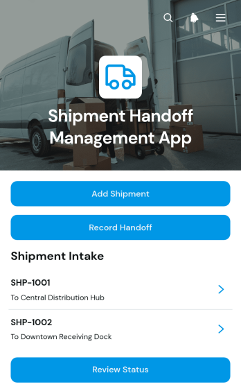 Shipment Handoff Management App Template