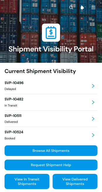 Shipment Visibility Portal App Template
