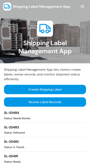 Shipping Label Management App Template
