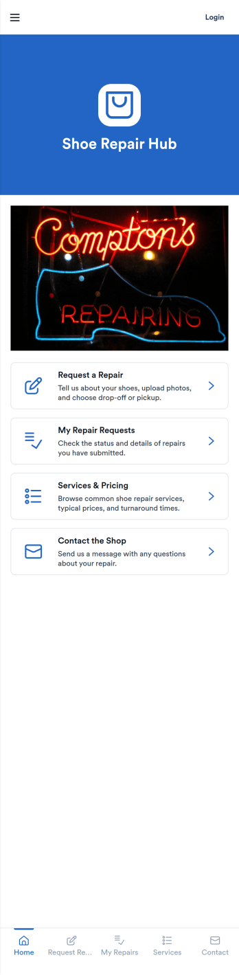 Shoe Repair App Template