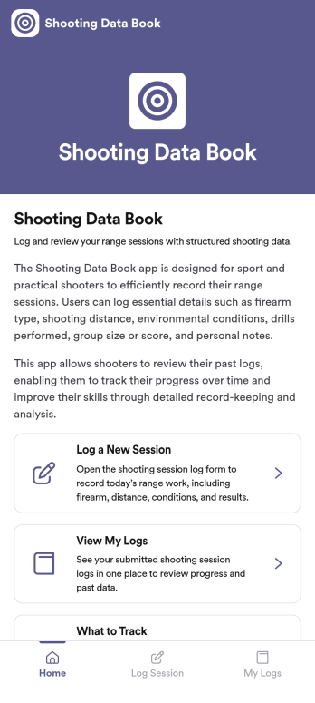 Shooting Data Book App Template