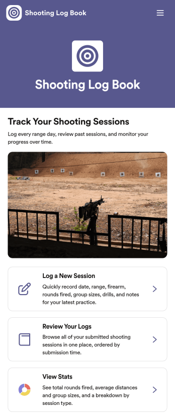 Shooting Log Book App Template