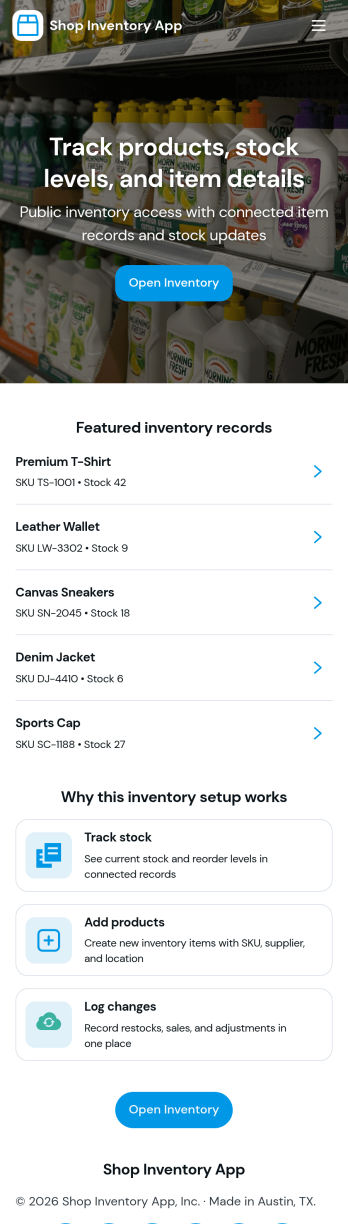 Shop Inventory App Template