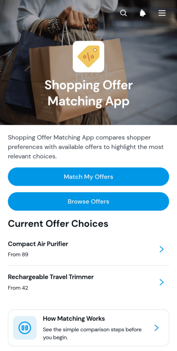 Shopping Offer Matching App Template