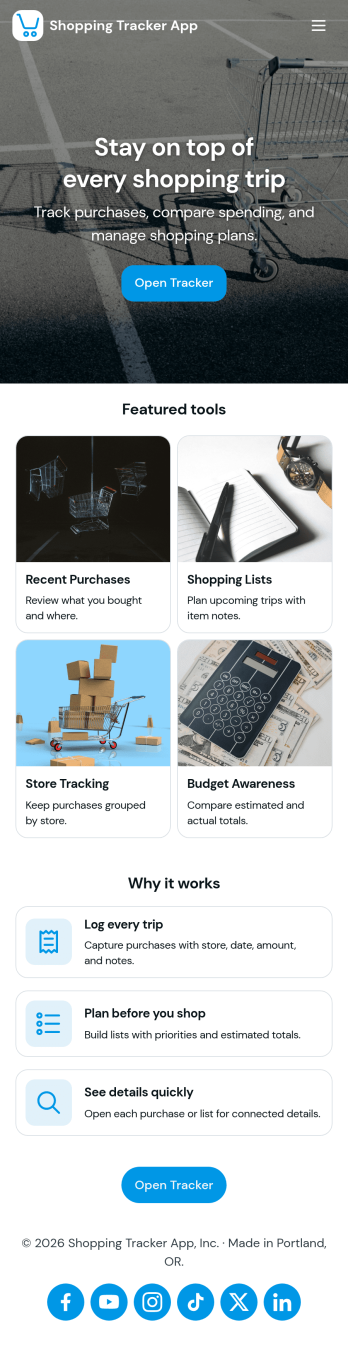 Shopping Tracker App Template