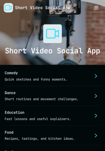Short Video Social App Template